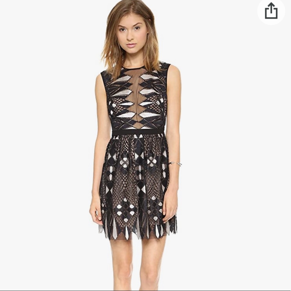 BCBGMaxAzria Black and White Geometric Mini Dress